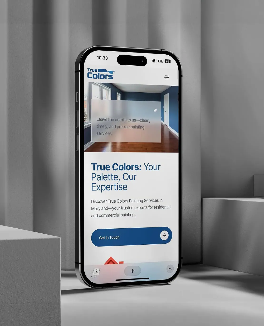 True Colors painting website shown on an iPhone